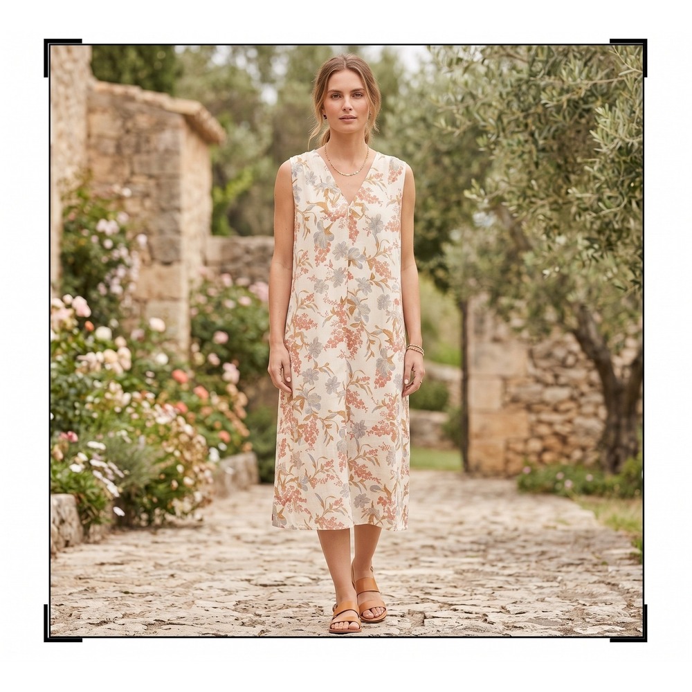 Vince Camuto Dress S Flowing Sheer Floral Oasis Bloom Cottagecore New MSRP $99